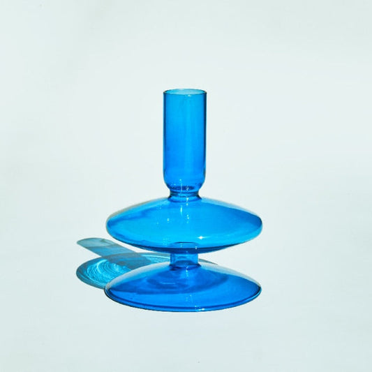 Miravique Coastal Blue Glass Taper Candle Holders & Vases