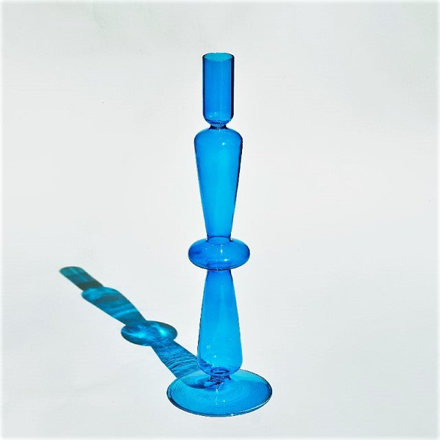 Miravique Coastal Blue Glass Taper Candle Holders & Vases