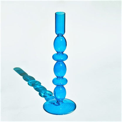 Miravique Coastal Blue Glass Taper Candle Holders & Vases