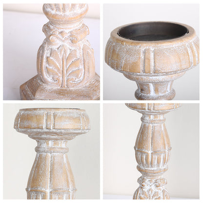 Miravique Country Wood Pillar Candle Holders