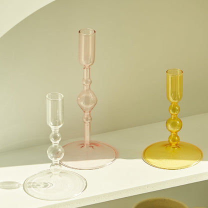 Harlow Tall Decorative Glass Taper Candlestick Holders