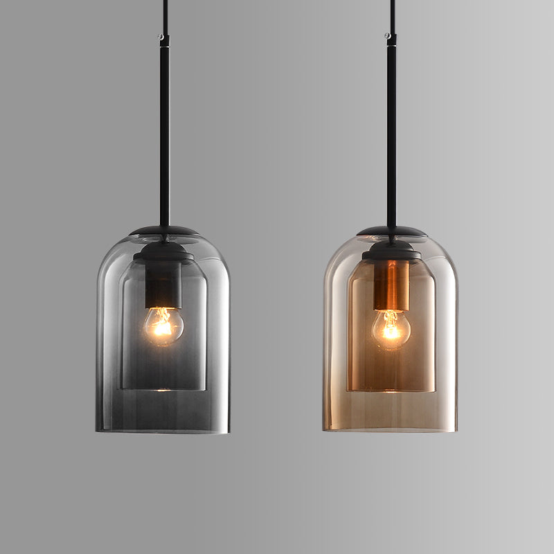 Mica Mid-Century Double Glass Hanging Pendant Lights