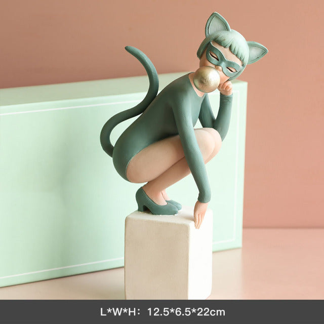 Trendy Resin Girl Decor Figurines