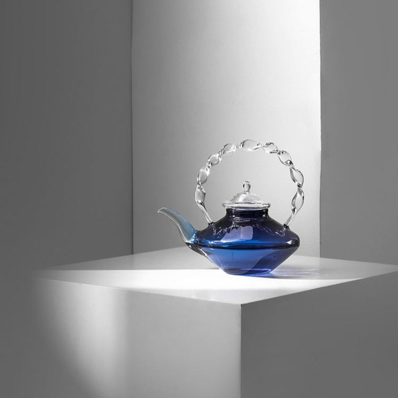 Royal Blue Sapphire Vintage Glass Teapot with Infuser