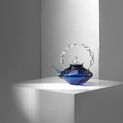 Royal Blue Sapphire Vintage Glass Teapot with Infuser