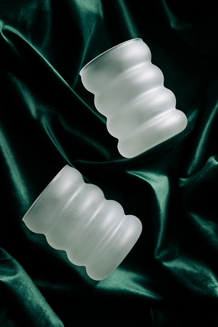 Frosted Rim Rum Ripple Glass Cups