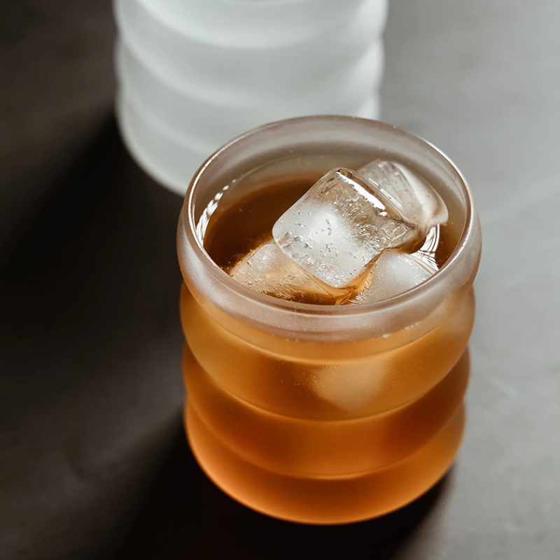 Frosted Rim Rum Ripple Glass Cups