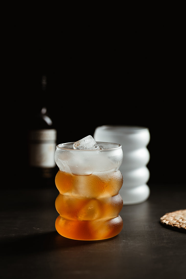 Frosted Rim Rum Ripple Glass Cups