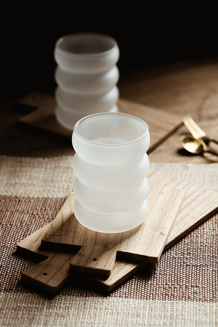 Frosted Rim Rum Ripple Glass Cups