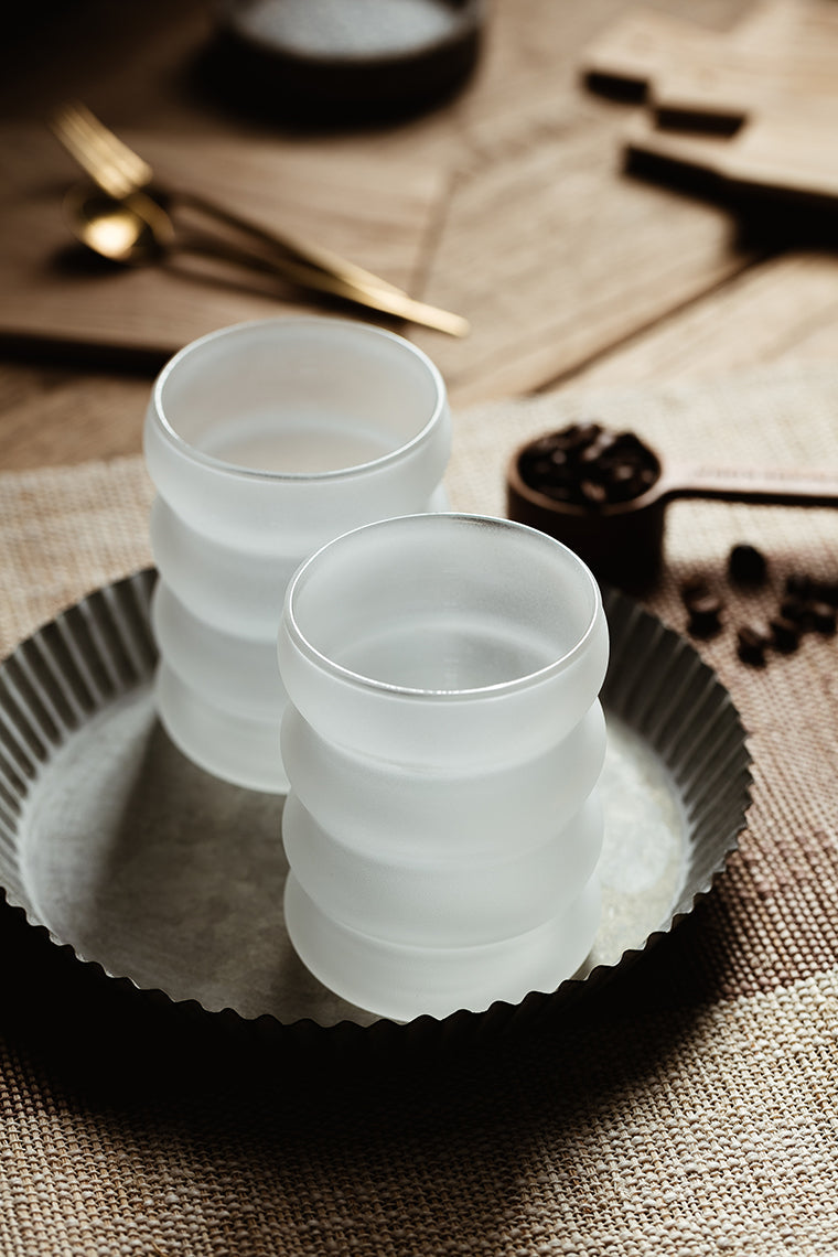 Frosted Rim Rum Ripple Glass Cups