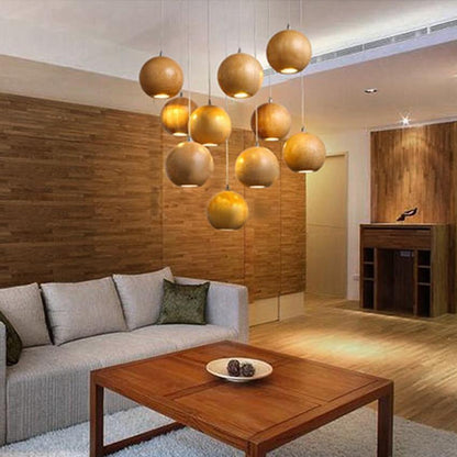 Modern Solid Wood Ball Chandelier