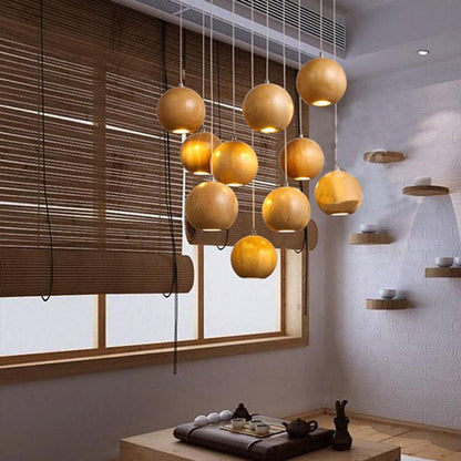 Modern Solid Wood Ball Chandelier