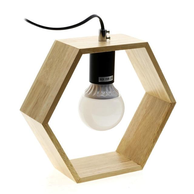 Wooden Desk Square Lamp