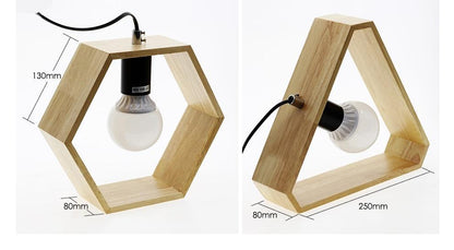 Wooden Desk Square Lamp