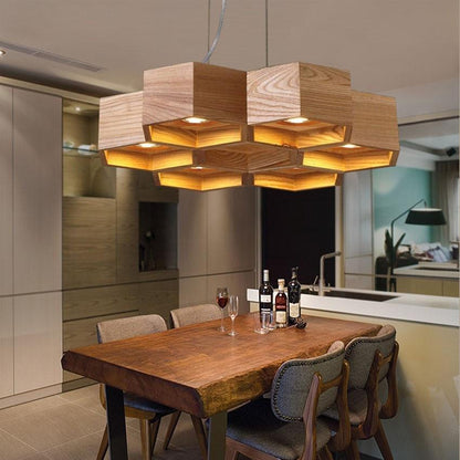 Wooden Honeycomb Pendant Light Fixture