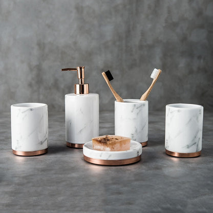 MARBLE ROSE GOLD BATHROOM SET