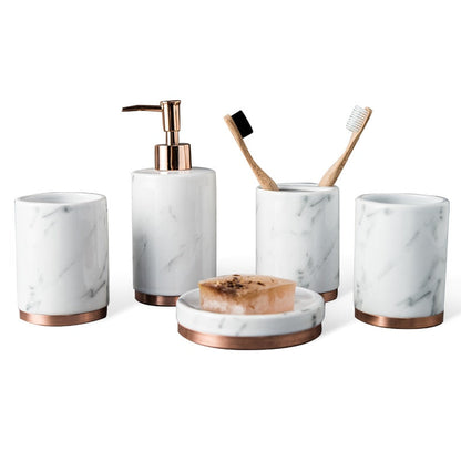 MARBLE ROSE GOLD BATHROOM SET