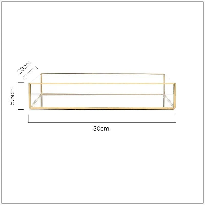 Retro Style Gold & Glass Jewellery Tray