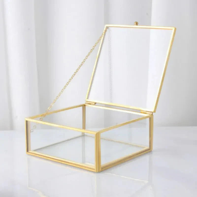 Retro Style Gold & Glass Jewellery Tray