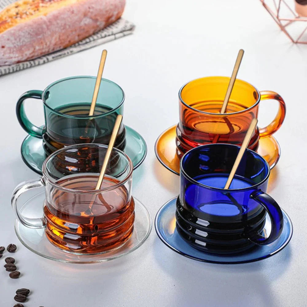 Ribbed Bottom Solid Colour Glass Mug