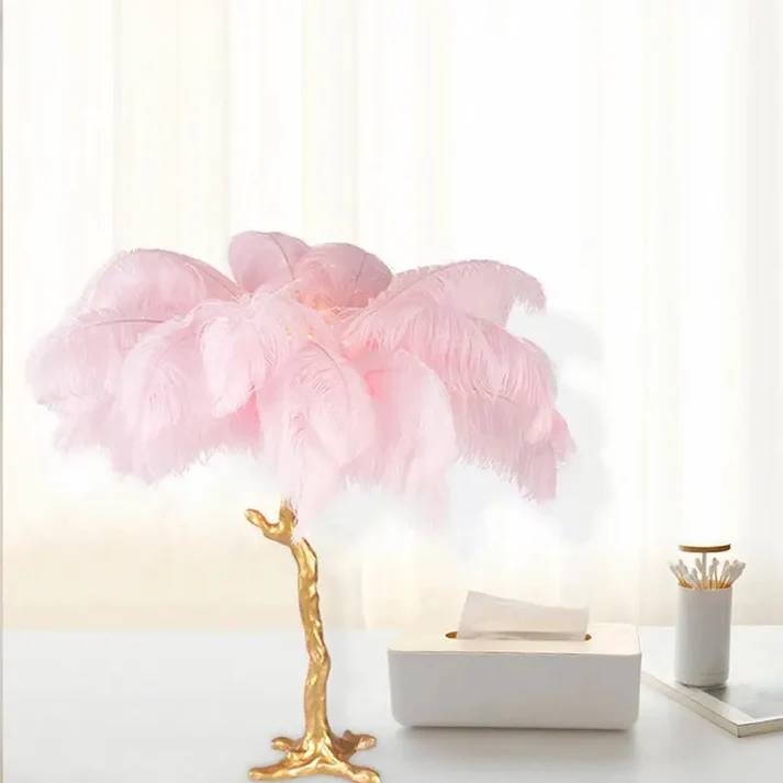 Ostrich Feather Table Lamp