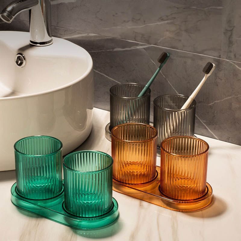 Simple Bathroom Toothbrush Mug & Tray