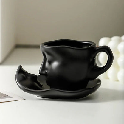 Face Kiss Mug Ceramic Cup Dish Set Nordic