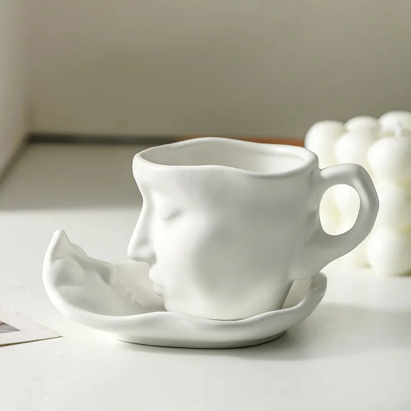 Face Kiss Mug Ceramic Cup Dish Set Nordic