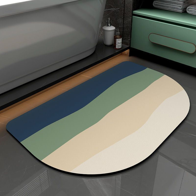 Non Slip Absorbent Stripe Floor Mat, Quick Drying Bathroom Balcony Rug