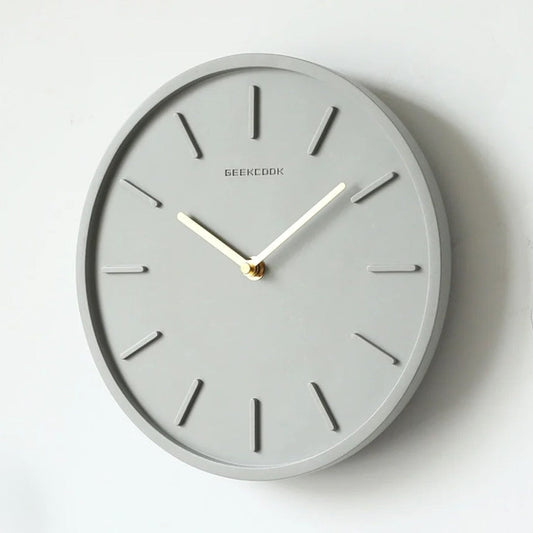 Nordic Cement Wall Clock with Metal Pendant - Scandinavian Cement Wall Clock with Metal Pendant