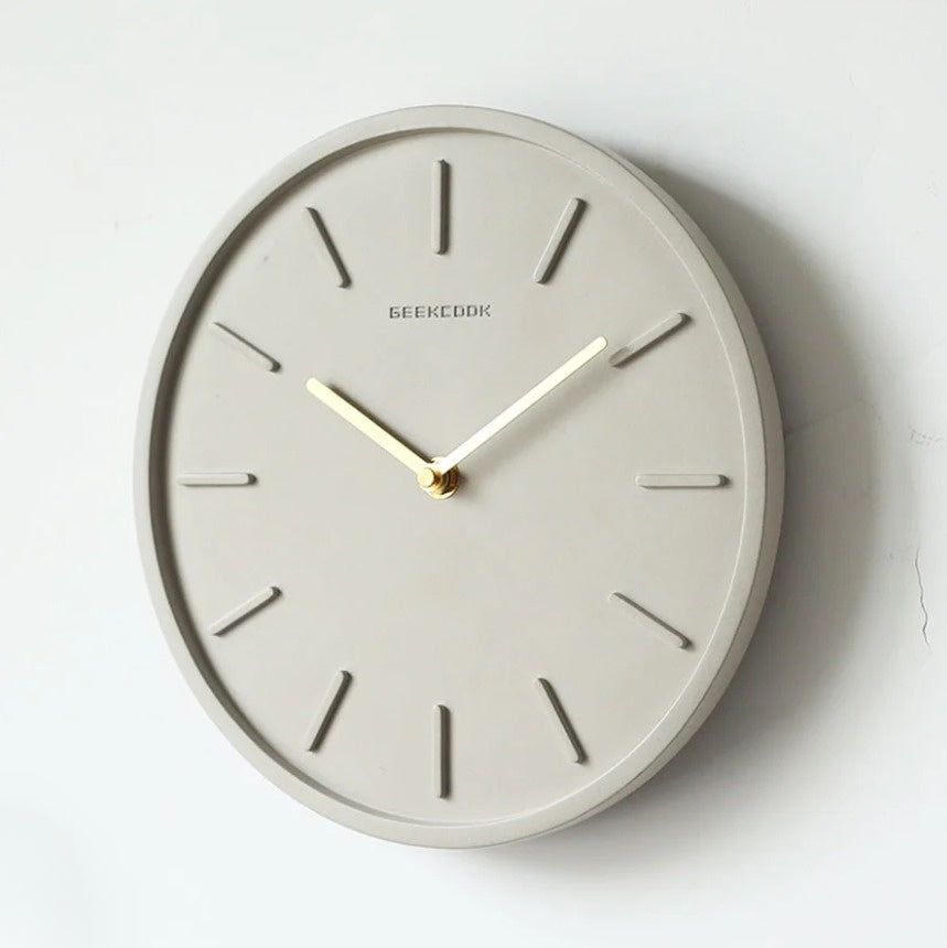 Nordic Cement Wall Clock with Metal Pendant - Scandinavian Cement Wall Clock with Metal Pendant