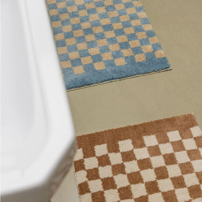 Soft Fluffy Checked Pattern Bathroom Rug