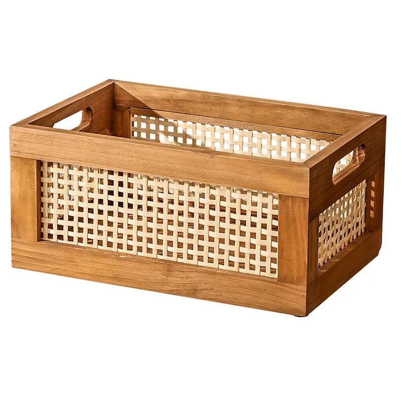 Solid Wood Rattan Storage Box