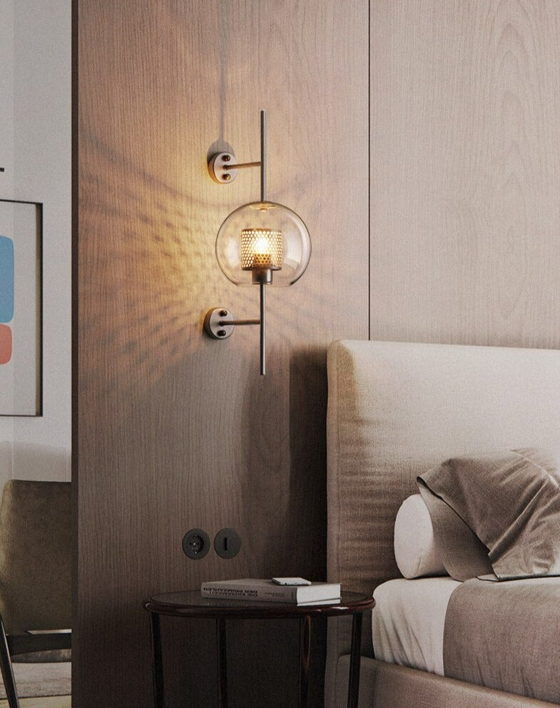 Modern Honeycomb Brass & Glass Wall Sconce