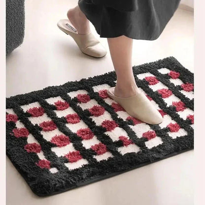 Thick Checked Tufted Bathroom Mat