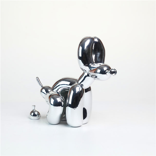 Whimsical Balloon Dog Pooping Decor - Unique Resin Art Piece