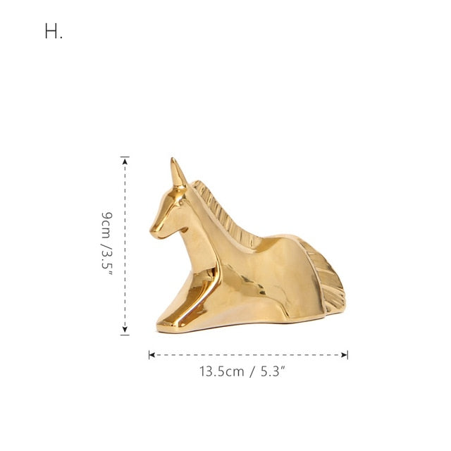 Golden Ceramic abstract Animal Figurines