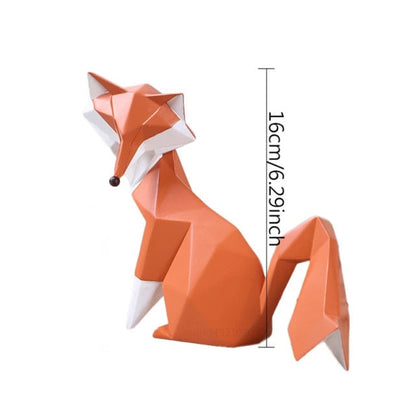 Geometric Orange Fox Figurine