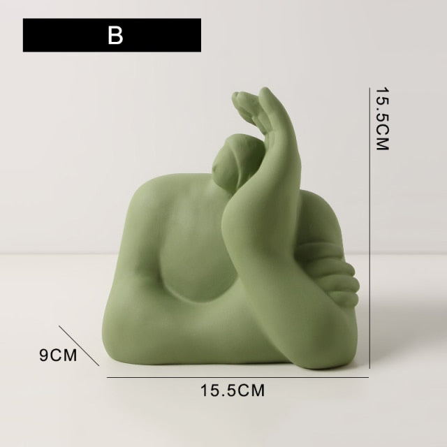 Ceramic Abstract Figurines with Large Hand