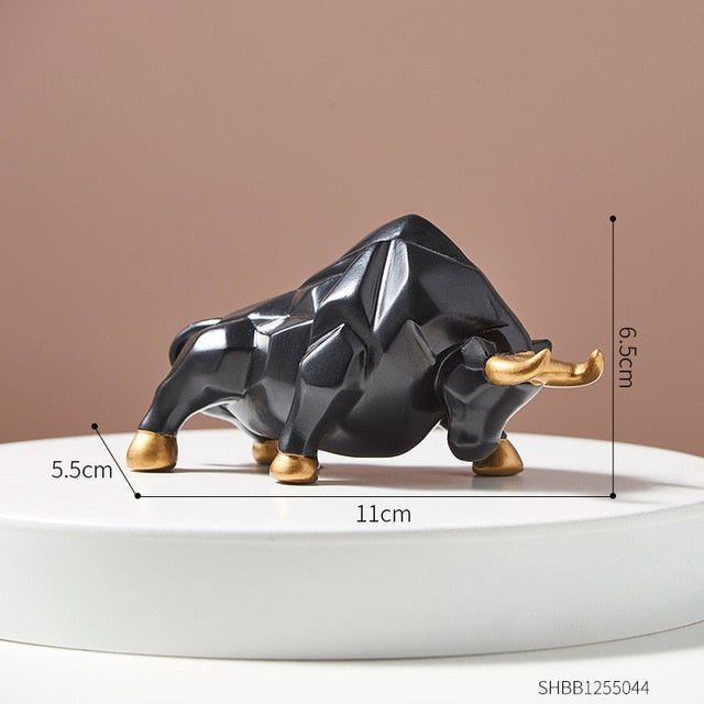 Unique Geometric Bull Figurines | Decorative Resin Art for Home & Gift