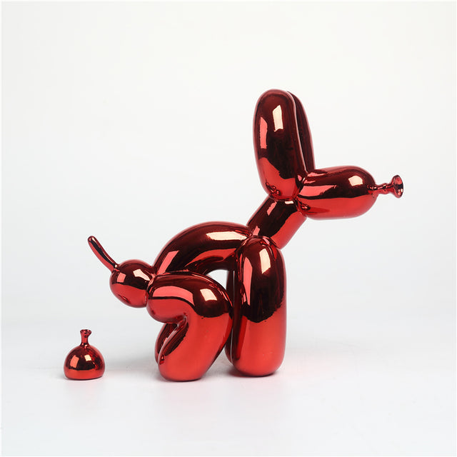 Whimsical Balloon Dog Pooping Decor - Unique Resin Art Piece