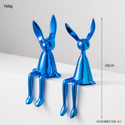 Abstract Bookshelf Rabbit Decor