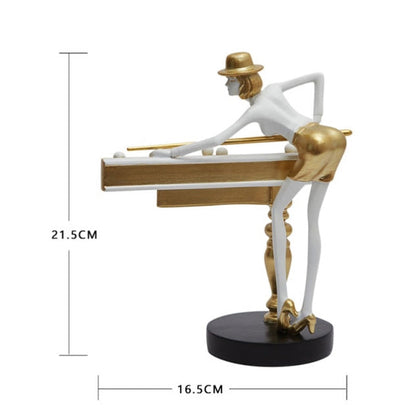 Abstract Golden Snooker Player Figurines