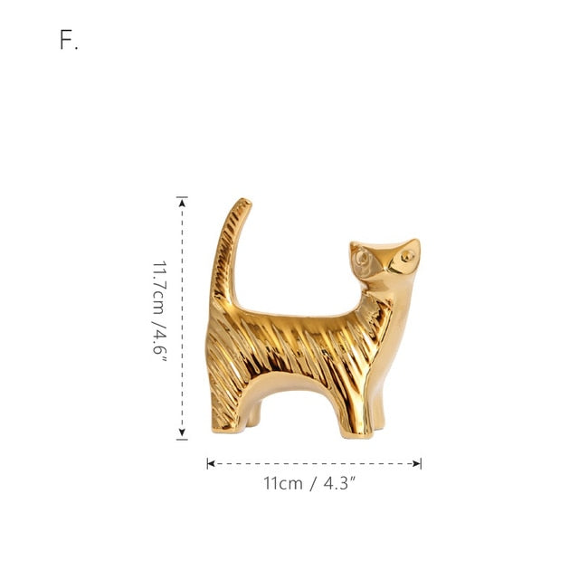 Golden Ceramic abstract Animal Figurines