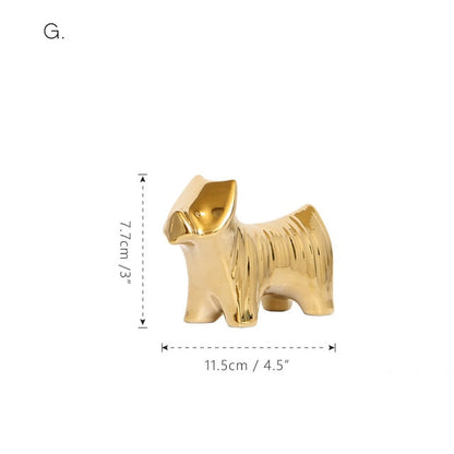 Golden Ceramic abstract Animal Figurines