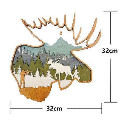 Wooden Deer and Elk Wall Decor