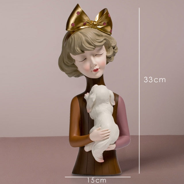 Pet Lover Girl Sculpture