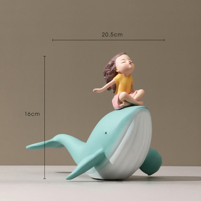 Girl on Whale Figurine