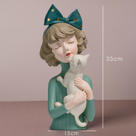 Puppy, Kitten & Girl Statues