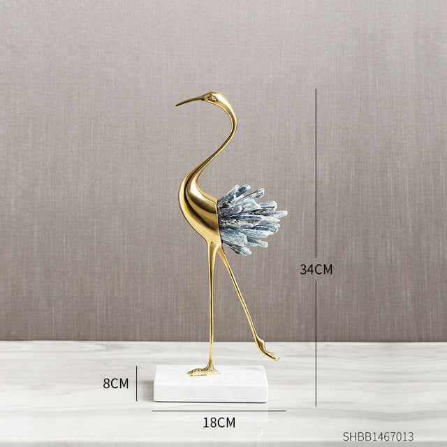 Crystal Crane Sculpture Decor